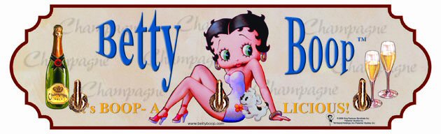 ACCROCHE TORCHONS SERVIETTES METAL BETTY BOOP CHAMPAGNE ROSE