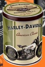 BOITE METAL DECORATIVE RONDE HARLEY DAVIDSON MOTOR CYCLES KNUCKL