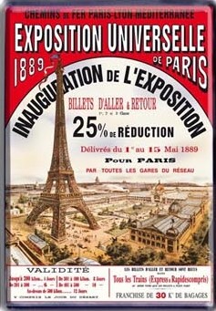 PLAQUE METAL 20X15cm EXPOSITION UNIVERSELLE PARIS ANNEE 1889