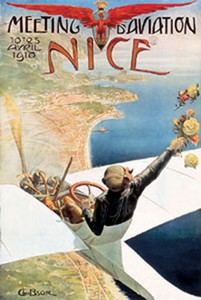 AFFICHE RETRO 50X70cm MEETING AERIEN DE NICE 1910 FRANCE