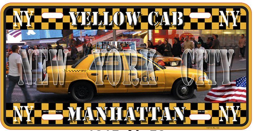 PLAQUE AMERICAINE COLLECTION NEW YORK CITY YELLOW CAB MANHATTAN