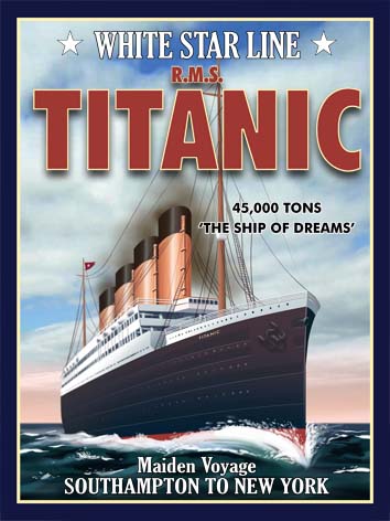 PLAQUE METAL 20X15cm BATEAU STAR RMS TITANIC