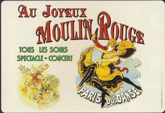 SET DE TABLE AU JOYEUX MOULIN ROUGE PARIS FRANCE