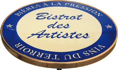 PLATEAU DE TABLE DE BISTROT EMAILLEE BISTROTS DES ARTISTES BLEU