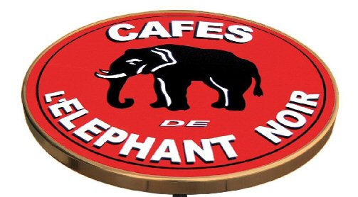 PLATEAU DE TABLE BISTROT EMAILLEE PUB RETRO CAFE L'ELEPHANT NOIR