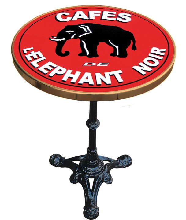 MANGE DEBOUT TABLE BISTROT EMAILLEE PUB RETRO CAFE ELEPHANT NOIR