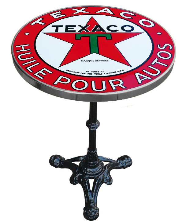 MANGE DEBOUT TABLE BISTROT EMAILLEE PUB TEXACO HUILE POUR AUTO